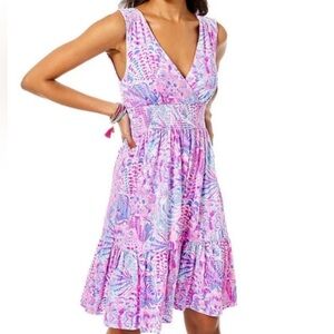 Lilly Pulitzer Pink and Blue Pleated Sundress‎ Sz XS